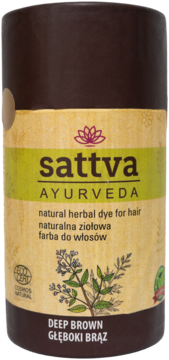SATTVA Ayurveda ,farba do włosów, naturalna, ziołowa, Głęboki Brąz,przód