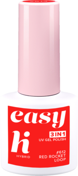 Front butelki Hi Hybrid Easy 3w1 Red Rocket Loop, biała z czerwoną etykietą i pudrową nakrętką.