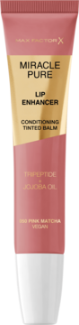 Max Factor Miracle Pure Lip Enhancer, różowo-złoty balsam kondycjonujący z tripeptydami i jojoba. Widok z przodu.