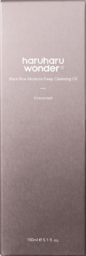 Jasnobrązowe opakowanie Haruharu Wonder Black Rice Deep Cleansing Oil, bezzapachowe, 150 ml, widok z przodu.