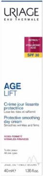 Uriage Age Lift krem wygładzający z retinolem, kwasem hialuronowym i SPF 30, biała tubka, widok z przodu.