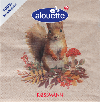 ALOUETTE ,serwetki, 2-warstwowe, Jesienne Wiewiórki, rozm. 33x33,przód