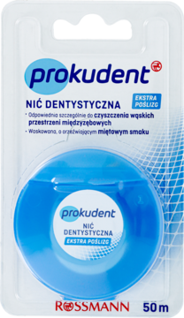 PROKUDENT ,nić dentystyczna, woskowana, Ekstra Poślizg,przód