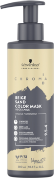 Schwarzkopf Chroma ID Beige Sand Color Mask, beige and grey pump bottle, front view, 300ml.