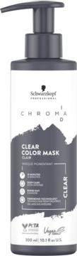 Schwarzkopf Chroma ID Clear Color Mask, szara butelka z pompką, front, wegańska formuła, do pastelowych kolorów.