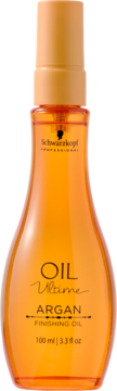 Olejek Schwarzkopf Oil Ultime Argan Finishing Oil w bursztynowej butelce z pompką, 100ml, widok z przodu.