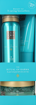RITUALS... The Ritual Of Karma ,zestaw kosmetyków dla kobiet, mały, pianka pod prysznic w żelu, peeling do ciała, krem do ciała,przód