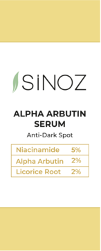 SINOZ Alpha Arbutin ,serum do twarzy, przeciw przebarwieniom, z niacynamidem, alfa arbutyną i ekstraktem z lukrecji,przód