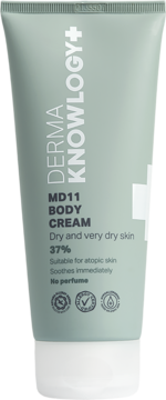 Derma Knowlogy+ MD11 Body Cream bezzapachowy, 37% tłuszczu, do suchej i atopowej skóry, w zielonej tubce.