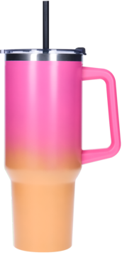 ELOY ,kubek termiczny ze słomką, Różowo - pomarańczowy, 1200ml,przód