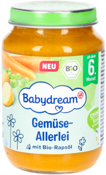BABYDREAM ,danie w słoiczku, Mix warzyw, od 6. m-ca życia,przód