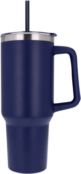 ELOY ,kubek termiczny ze słomką, Granatowy, 1200ml,przód