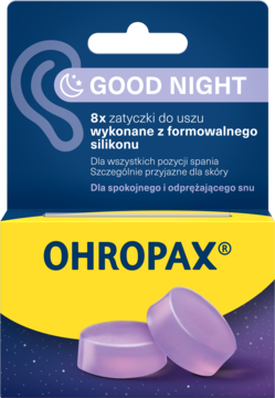 OHROPAX Good Night ,zatyczki do uszu,  z formowalnego silikonu,przód