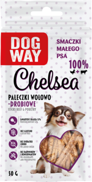 DOGWAY Chelsea ,karma uzupełniająca sucha dla dorosłych psów, pałeczki wołowo-drobiowe, smaczki dla małego psa,przód