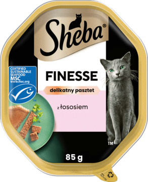 SHEBA Finesse ,mokra karma pełnoporcjowa dla dorosłych kotów, delikatny pasztet z Łososiem,przód