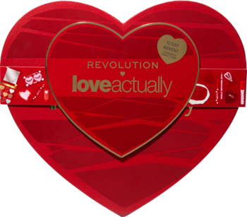 REVOLUTION Love Actually ,kalendarz adwentowy z kosmetykami do makijażu, 12-elementowy,przód