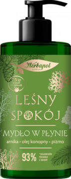 HERBAPOL Leśny Spokój ,mydło w płynie, Arnika, Olej konopny, Piżmo,przód