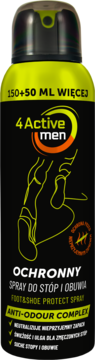 Neon żółty spray 4 Active men Foot&Shoe Protect Spray Anti-Odour Complex, front, 150+50ml.