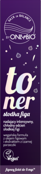 Fioletowy toner do włosów OnlyBio Słodka figa, Hair in Balance, wegański z olejem figowym i czarną porzeczką, widok z przodu.