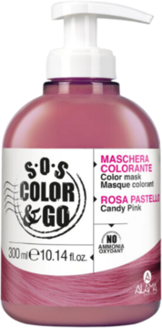 Alama S.O.S Color & Go maska koloryzująca Candy Pink, butelka 300 ml z pompką, widok z przodu.