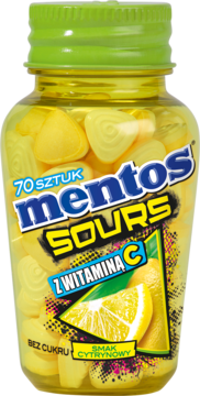 MENTOS Sours ,kwaśne pastylki o smaku Cytrynowym,przód