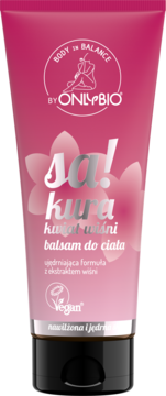 BODY IN BALANCE BY ONLYBIO ,balsam do ciała, ujędrniający, Sakura Kwiat Wiśni,przód