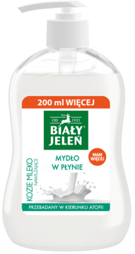 BIAŁY JELEŃ ,mydło w płynie, Nawilżające, Kozie Mleko,przód