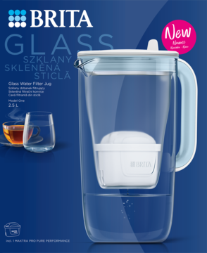 BRITA Glass ,dzbanek filtrujący do wody + wkład Maxtra Pro Pure Performance, Szklany, 2,5l;,przód