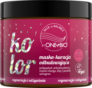 HAIR IN BALANCE BY ONLYBIO ,kuracja do włosów, odbudowująca po farbowaniu,przód