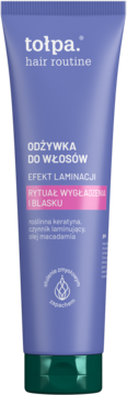Fioletowa tubka odżywki Tołpa Hair Routine z roślinną keratyną, dla laminacji i blasku, widok z przodu.