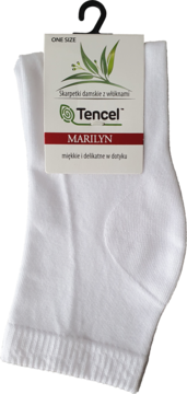 MARILYN ,skarpetki damskie z włóknami Tencel, Białe, rozm. uniwersalny,przód