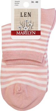 MARILYN ,skarpetki damskie z lnem, Różowe paski, rozm. 36-40,przód