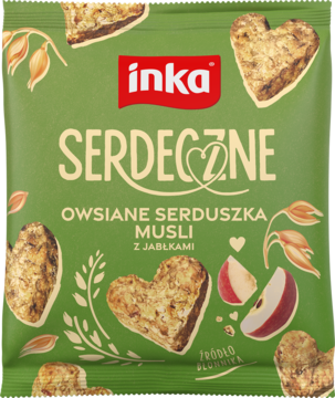 INKA Serdeczne ,owsiane serduszka, musli z jabłkami,przód