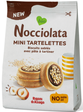NOCCIOLATA ,ciasteczka kakaowe z nadzieniem orzechów laskowych i kakao, Bio,przód