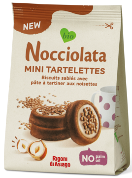 NOCCIOLATA ,ciasteczka kakaowe z nadzieniem z orzechów laskowych, Bio,przód