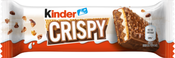KINDER Crispy ,chrupiący wafelek z nadzieniem kakaowym, orzechowym i mlecznym,przód