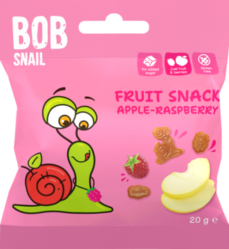 BOB SNAIL Fruit Snack ,żelki owocowe, o smaku jabłkowo-malinowym,przód