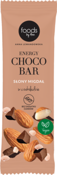 FOODS BY ANN Energy Choco Bar ,baton energetyczny o smaku migdałów w czekoladzie,przód