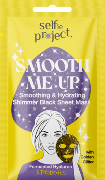 Selfie Project Smooth Me Up: wygładzająco-nawilżająca maska w płachcie z hialuronem i probiotykami. Żółta saszetka.