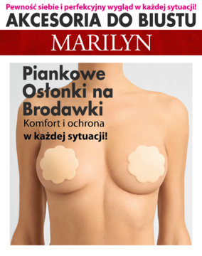 Marilyn, cieliste piankowe osłonki na brodawki, kwiatowy kształt, dla komfortu i dyskrecji.