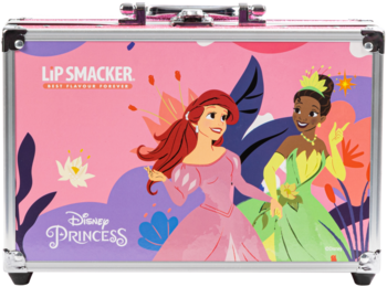 LIP SMACKER Disney Princess,zestaw kosmetyków do makijażu dla dzieci, w walizce, 55 elementów,przód