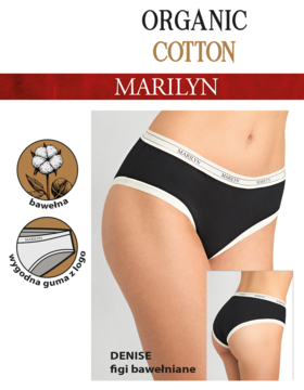 MARILYN Panty Denise ,figi damskie, bawełniane, Black, rozm. L/XL,przód