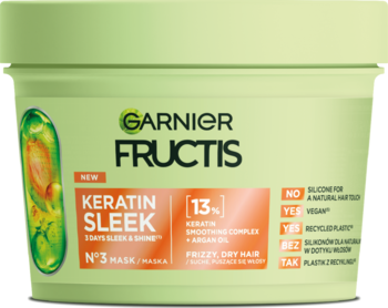 GARNIER FRUCTIS Keratin Sleek ,maska do włosów suchych,przód