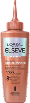 L'Oréal Elseve Growth Booster Anti-Fall Scalp Serum, łososiowa butelka z aplikatorem, widok z przodu.