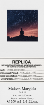 Maison Margiela Replica Under the Stars woda toaletowa 100ml, białe pudełko z nocnym niebem, sylwetką osoby.