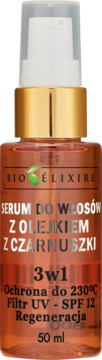 BIOELIXIRE ,serum do włosów z olejkiem z czarnuszki, 3w1,przód