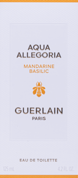 Front białe pudełko wody toaletowej Guerlain Aqua Allegoria Mandarine Basilic 125ml, z pszczołą.