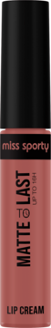 Miss Sporty Matte To Last 16h Lip Cream Peony w tubce, matowy, różany odcień, widok z przodu.