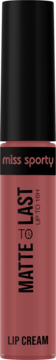 Miss Sporty Matte To Last, matowa pomadka w płynie w tubce. Odcień brudnego różu, czarna zakrętka, widok z przodu.