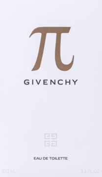 Białe opakowanie Givenchy Pi męskiej wody toaletowej 100 ml, z dużym złotym symbolem Pi i napisem Givenchy.